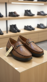 LEE FOX  Tan Leather Bit Loafers with Comfort Sole loafers